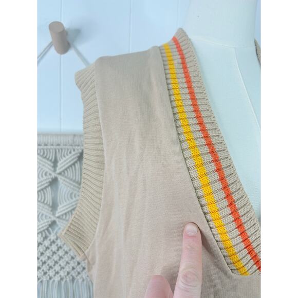 Adidas Originals Preppy Varsity Knit Tank Top Large Tan Cream - Picture 8 of 12